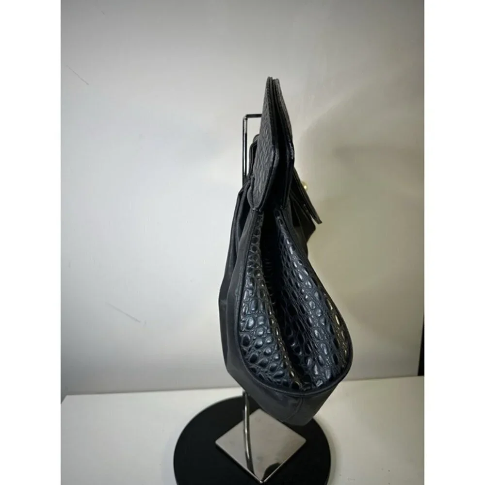 EURO Lambskin Black 70s 80s Vintage Diamond Handbag Shoulder Bag Vintage